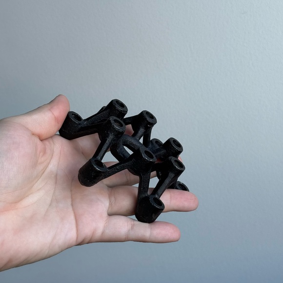 Dansk Tiny Green Taper Candles with Black Atomic Iron Spider Japan Candle Holder - Picture 12 of 16